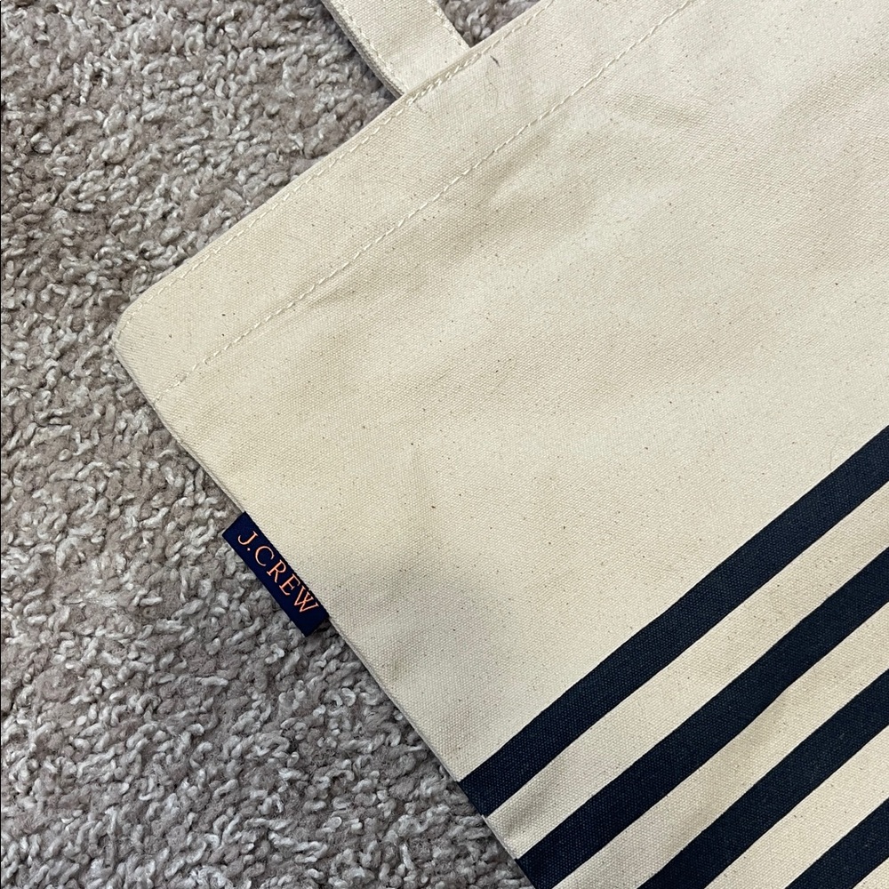 NWT J.Crew Striped Canvas Tote Bag - Picture 2 of 8